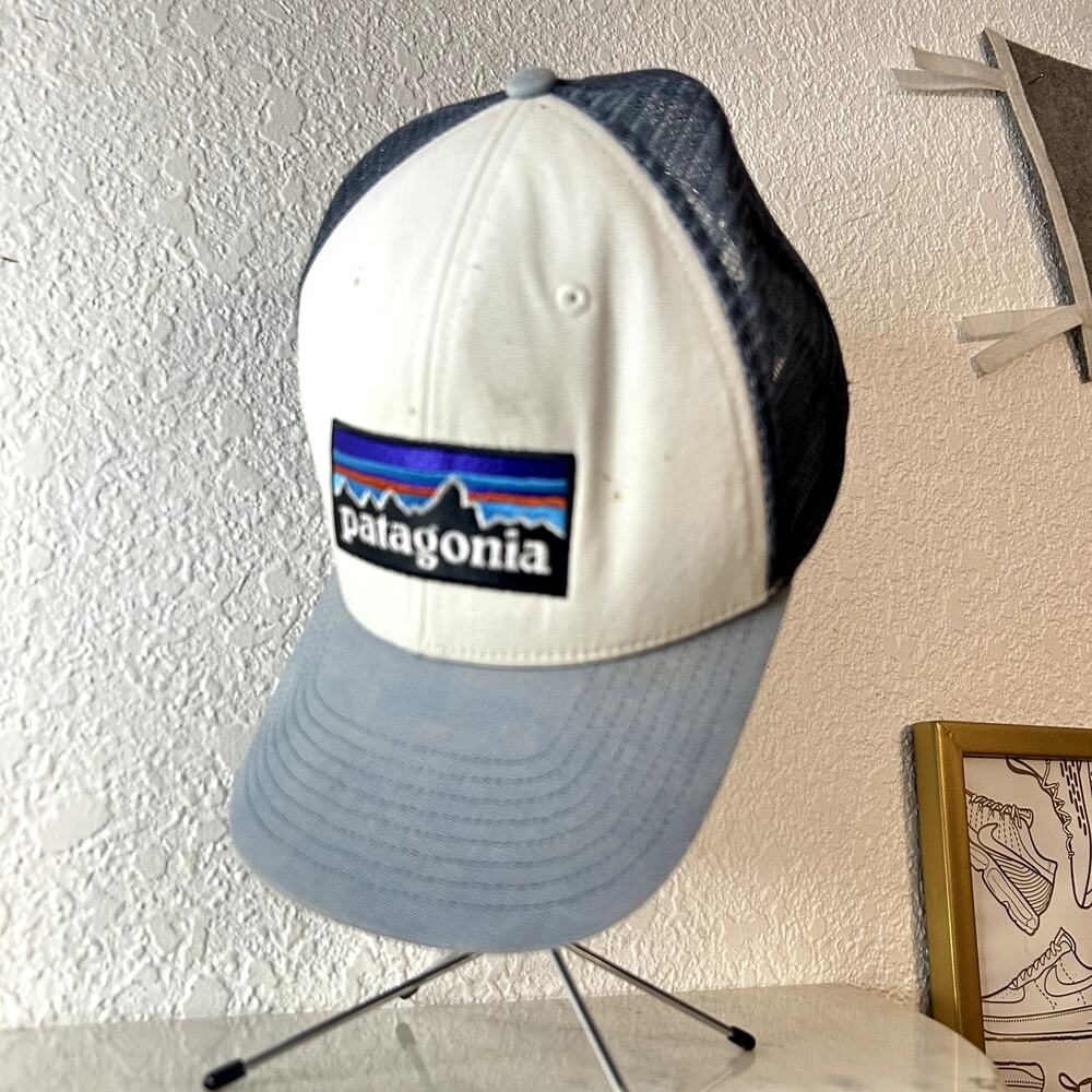 Patagonia Trucker Hat Blue White Logo One Size Adjustable